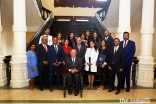 Texas Governor Greg Abbott poses with members of the Ismaili Council for the Southwestern US and a number of Ismaili volunteers at the Texas State Capitol on 26 May 2021. 