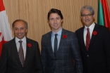 Prime Minister Justin Trudeau with AKDN Representative Dr Mahmoud Eboo and Ismaili Council President Malik Talib at the Delegation of the Ismaili Imamat in Ottawa. AKDN