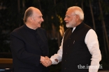 Prime Minister Shri Narendra Modi welcomes Mawlana Hazar Imam to the Prime Minister’s House in New Delhi.