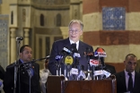 Mawlana Hazar Imam speaking at the inauguration ceremony marking the completed restoration of the Aqsunqur Mosque in Cairo, Egypt. AKDN / Gary Otte