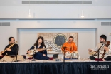 Delhi to Kabul artists (left) bansuri (flute) Jay Gandhi, Qais Essar on rubab, Sandeep Das on tabla, and Suhail Yusuf Khan with his sarangi instrument.