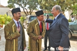 Mawlana Hazar Imam is received by Mukhisaheb and Kamadiasaheb upon his arrival at Darkhana, Kampala.