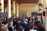 Mawlana Hazar Imam delivers a keynote speech at the 2015 Athens Democracy Forum held in the Stoa of Attalos. AKDN / Gary Otte