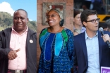 Left to right: Global Pluralism Award winners Leyner Palacios Asprilla of Colombia, Alice Wairimu Nderitu of Kenya, and Daniel Webb of Australia. 