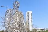 The Tolerance statues are located in Buffalo Bayou Park in downtown Houston.