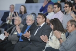 Dean Cole of the School of Architecture and Construction Management at KSU, and Prof Khan, Distinguished Professor of Architecture and Historic Preservation at Roger Williams University, listen to the introduction by Pres Murad Abdullah, at the event.