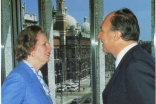 The late Baroness Margaret Thatcher, then Prime Minister, in discussion with Mawlana Hazar Imam during the opening of the Ismaili Centre. Ismaili Council for the UK