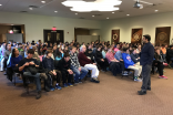 Murad Bhaidani leading a discussion on Islam with Springman Middle School students.