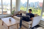 Amaan Nathoo of Vancouver, B.C, working at home.