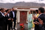 Princess Zahra and Prince Rahim unveil a plaque to mark the inauguration of the Aga Khan Medical Centre in Gilgit. Rizwan Jamil Jaffery