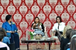 Panelists Shainoor Khoja (left), Jenny Datoo (centre) and Jenny Gulamani-Abdulla (right) address the audience at the International Women’s Day celebrations. Nalina Sacoor