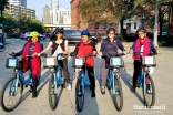 Midwest Ismaili Women's Group biking through the Park District in Chicago.