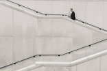 Man walking up the stairs