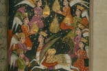 The folio depicts several angels, along with Buraq, the winged horse the holy Prophet is said to have ridden on Mi’raj.