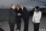 Mawlana Hazar Imam is received by AKDN Resident Representative for Canada Dr Mahmoud Eboo, President Malik Talib and Vice-President Karima Karmali of the Ismaili Council for Canada upon his arrival in Ottawa.