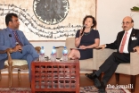 Ambassador Masood Khan (right) and U.S. Principal Deputy Assistant Secretary Elizabeth Horst engage with the audience in a panel moderated by Ghazanfar Hashmi.