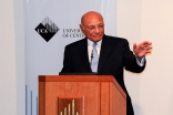 Shamsh Kassim-Lakha delivers a talk on how the University of Central Asia is creating opportunity in the region at the Ismaili Centre, London. Ismaili Council for the UK / Riaz Kassam