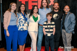 2024 TEDx Sugarland organizer Joshua Evans and speakers including Ryan Makhani, Sam Kabert, Lidia Molinara, Dr. Deepika Gorji, and Avva Thach.