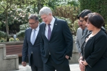 Canadian Prime Minister Stephen Harper receives a tour of the Ismaili Centre in Vancouver. Sultan Baloo