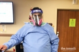 Dr. Salim Surani, in his protective gear as he cares for patients in the ICU.