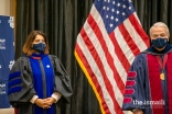 Dr. Faiza Khoja seen with Marc A. Nigliazzo, President of the Texas A&M University, Central Texas, at the Commencement Ceremony.