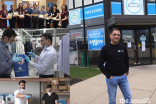 Top left: Sanif Maredia provides local healthcare workers with food from his restaurant MESS - College Station Waffle House. Middle left: Saleem Ali and Rahim Maknojia of Oaks Cleaner provide free laundry services for healthcare professionals and medical professionals. Bottom left: Alishah Momin and Nazim Sunesara at Ionized LLC prepare supplies for distribution. Right: Rafiq Karimi of CD One Price Cleaners in Chicago offers free laundry services to emergency and healthcare workers.