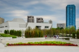 Visitors enjoy the formal gardens at the Aga Khan Park. Vazir Karsan