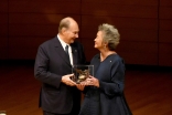 Adrienne Clarkson presents Mawlana Hazar Imam with the Adrienne Clarkson Prize for Global Citizenship in Toronto's Koerner Hall. Vazir Karsan