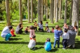 Young learners and their teachers at the Aga Khan Early Childhood Development centre in Khorog, Tajikistan, enjoying a moment of outdoor play.