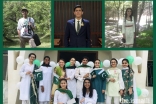 Top (left to right): Ali Alhaj, Ari Surani, Anisa Zulfova. Bottom: Arisha Wadani (front right) with her Guides group in Pakistan.