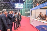 Prince Rahim accompanied by Jamati leaders view the Jubilee Store at Dubai Sports World at the 2016 Jubilee Games. JG/Aly Ramji