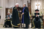 Richard Alway, Praeses of the Pontifical Institute of Mediaeval Studies congratulates Mawlana Hazar Imam upon the conferring the honorary degree. Zahur Ramji