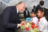 Mawlana Hazar Imam greeted upon his arrival by Junior Volunteers in the Ismaili Volunteers Corps from Tanzania. 