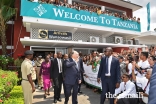 Mawlana Hazar Imam greets Jamati members during his arrivals at the Julius Nyerere Airport in Dar es Salaam.