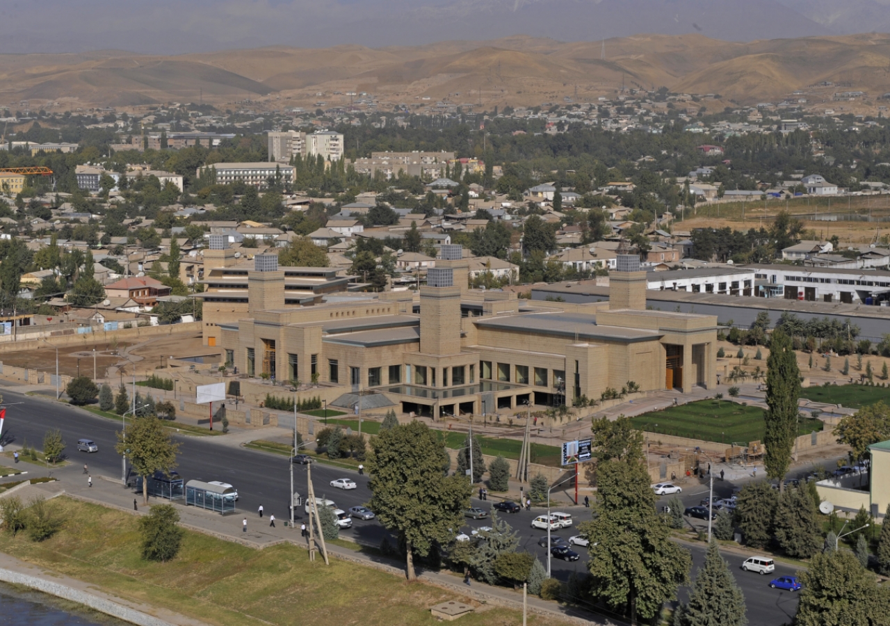 October 2009: A bird’s eye view of the Ismaili Centre, Dushanbe, only days before its inauguration.