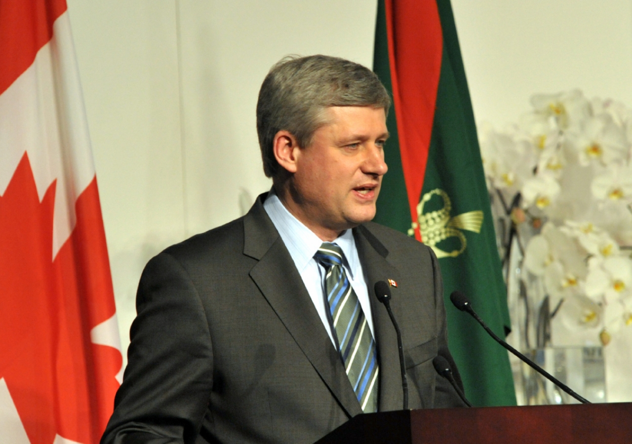 Canadian Prime Minister Stephen Harper speaking at the Foundation Ceremony in Toronto.