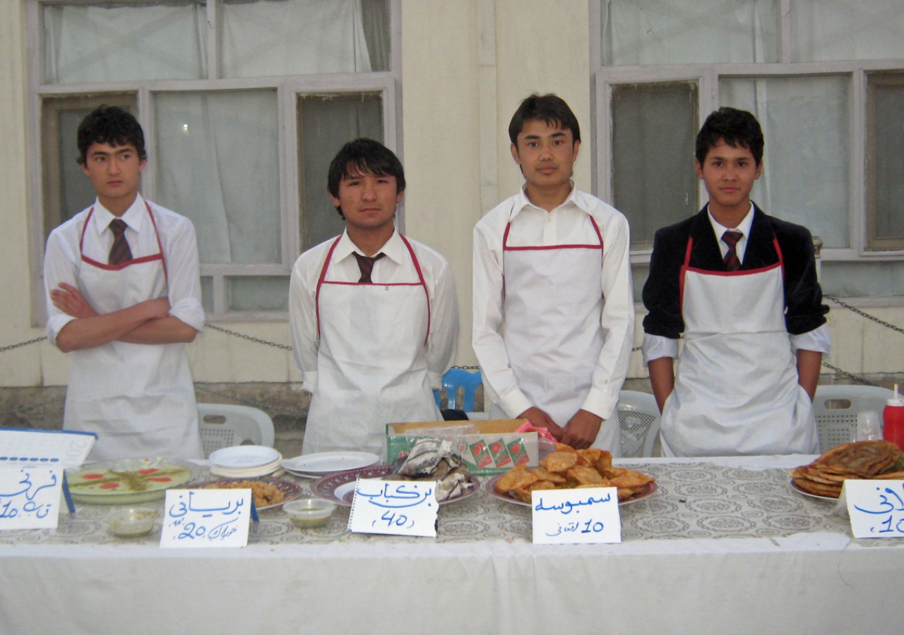 At each Jamatkhana, volunteers sold freshly cooked food during Volunteer Week in Afghanistan.