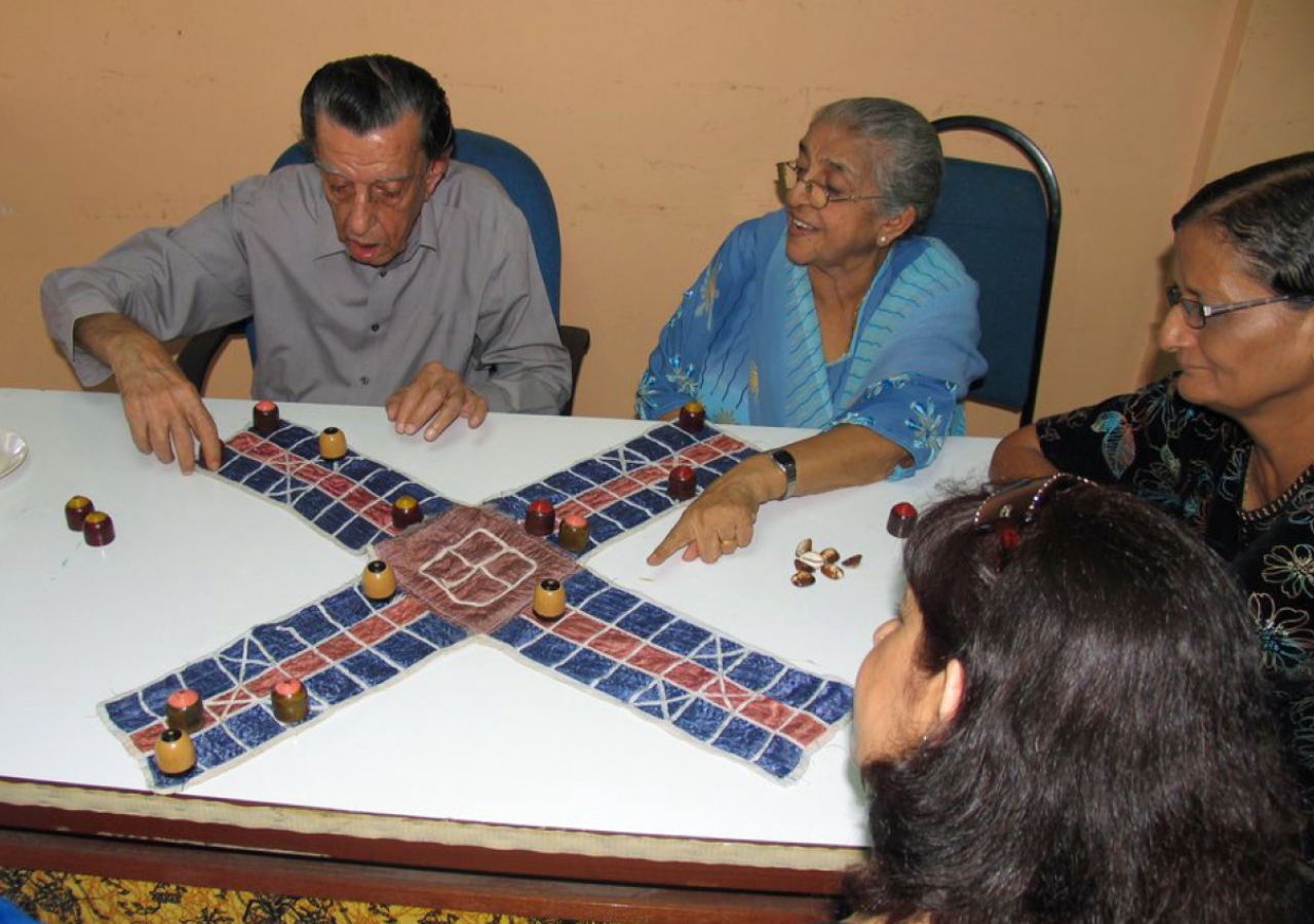 Chopat, a traditional Gujarati game of strategy, is played on a cross-shaped board, and was popular among the seniors at the Far East Sports Day held in Penang.