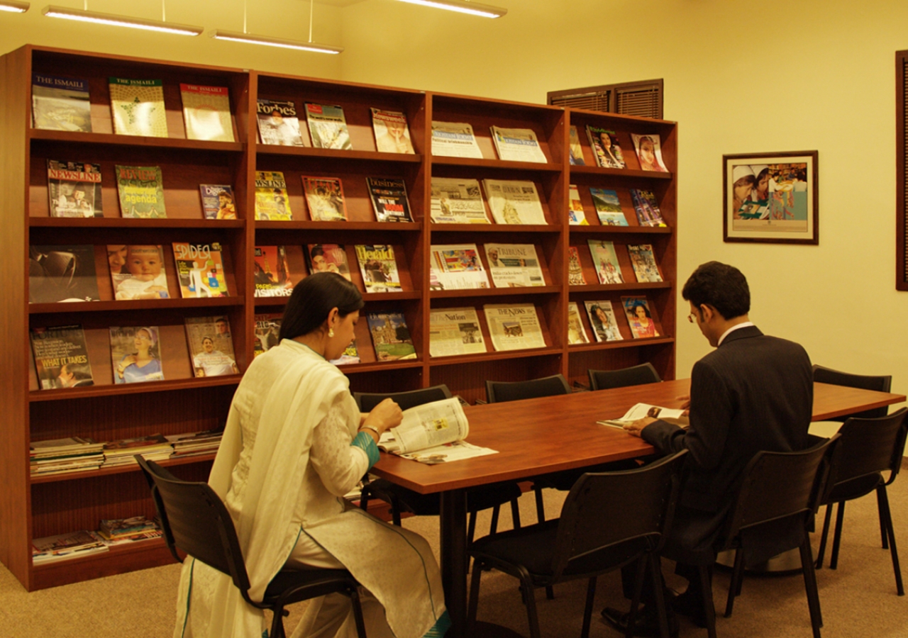 The library at the Ismaili Jamatkhana Lahore.