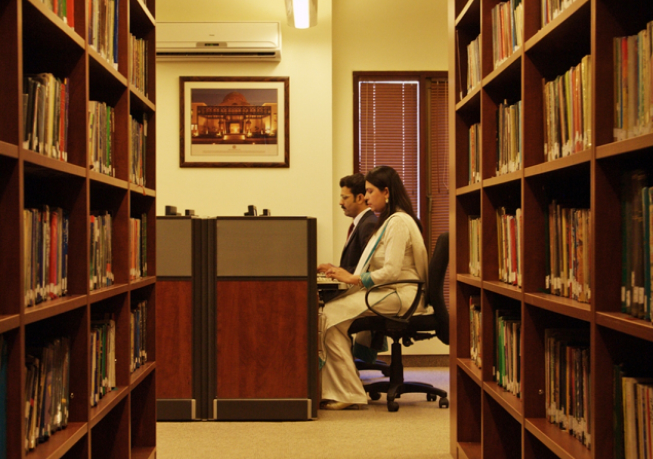 A view from inside the teacher educators and waezeen library at the Ismaili Jamatkhana Lahore.