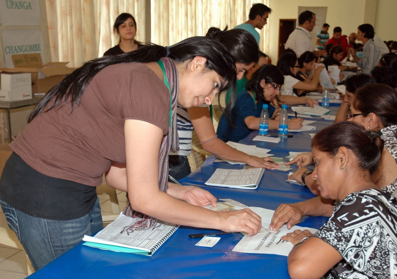 Members of the Jamat register for the Tanzania visit.