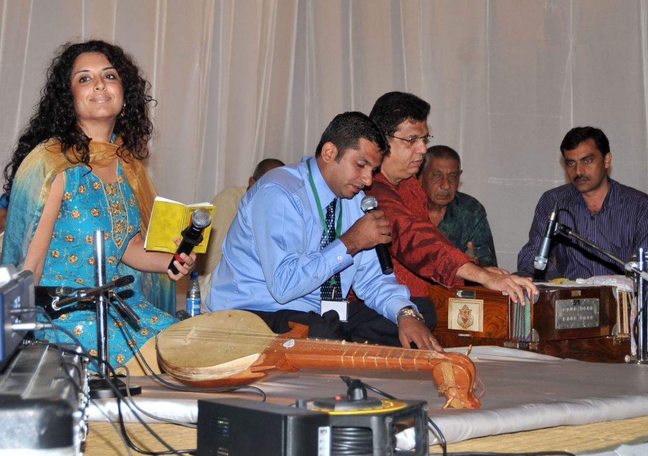 Performers recite at a Ginan Mushairo ahead of the Tanzania visit.