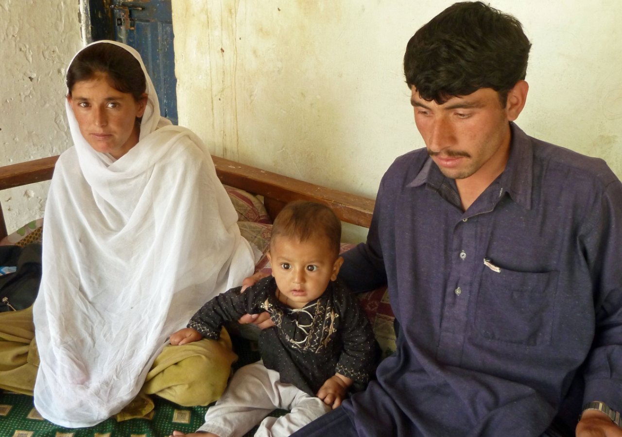 A healthy and smiling Dilshad Wali is seen with her husband and their 10-month old son Naeem.