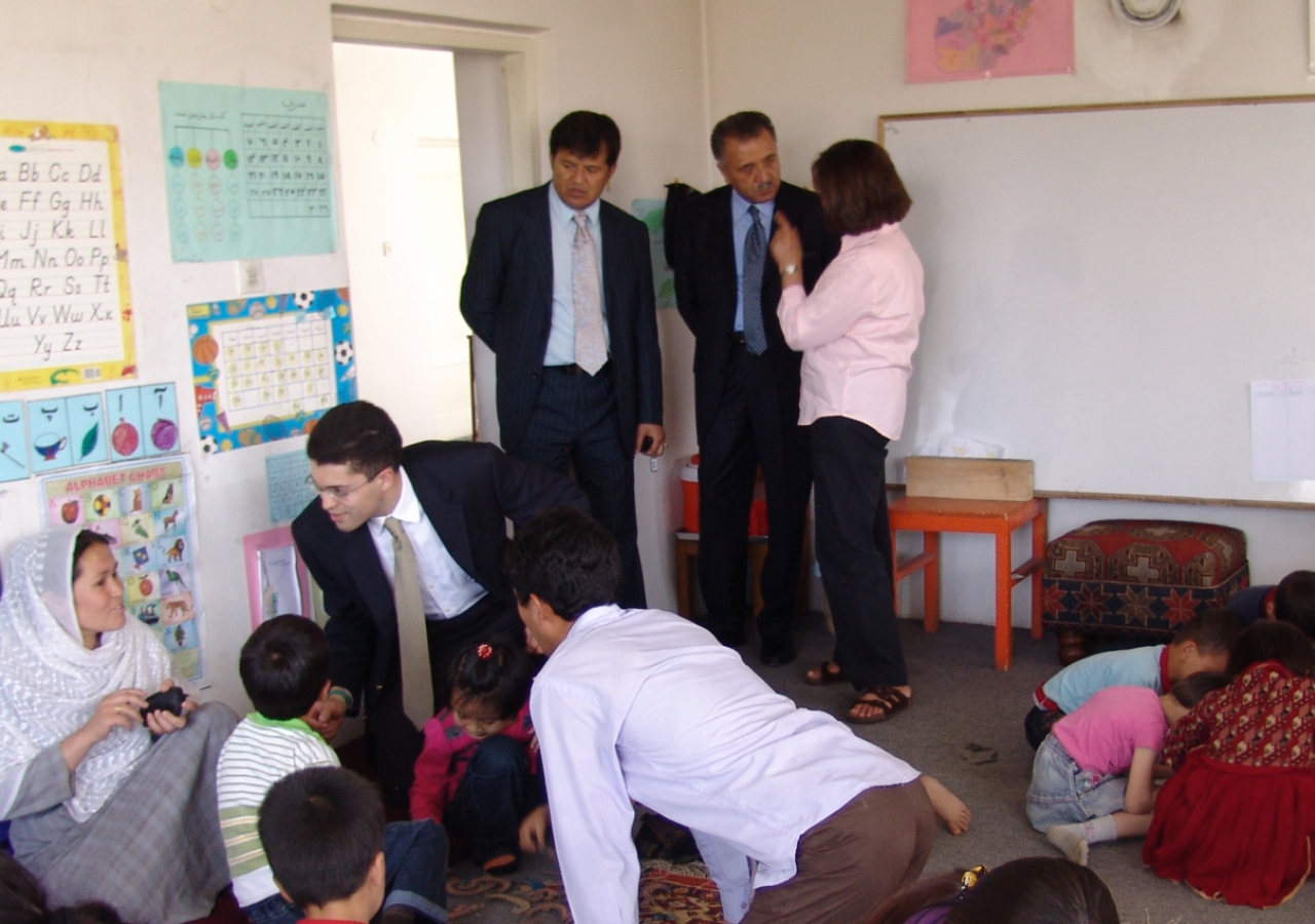 President Shair Baz Hakemy and Aitmadi Karim Dad Mehri visit the National Council Sparks ECD Program.