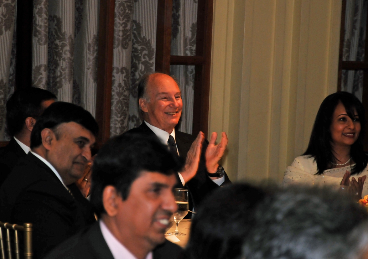 Mawlana Hazar Imam applauds a performance given by the youth, which was dedicated to him.