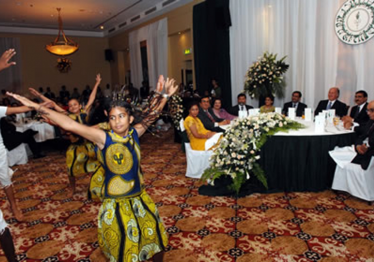 Mawlana Hazar Imam is entertained by a traditional Tanzanian performance by Bait-ul Ilm students.