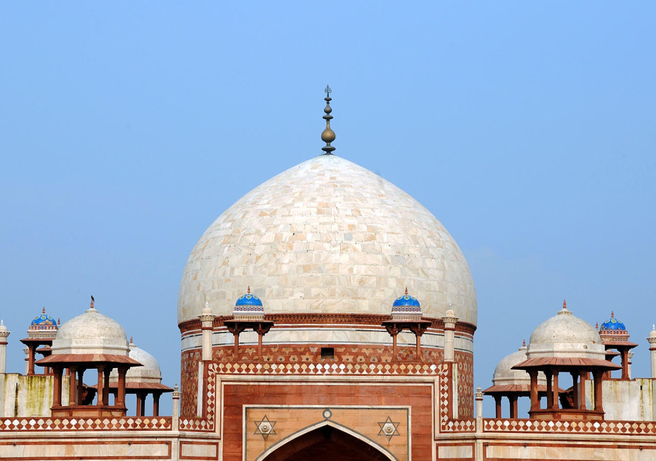 The newly restored dome of Humayun&amp;rsquo;s Tomb, in Delhi.