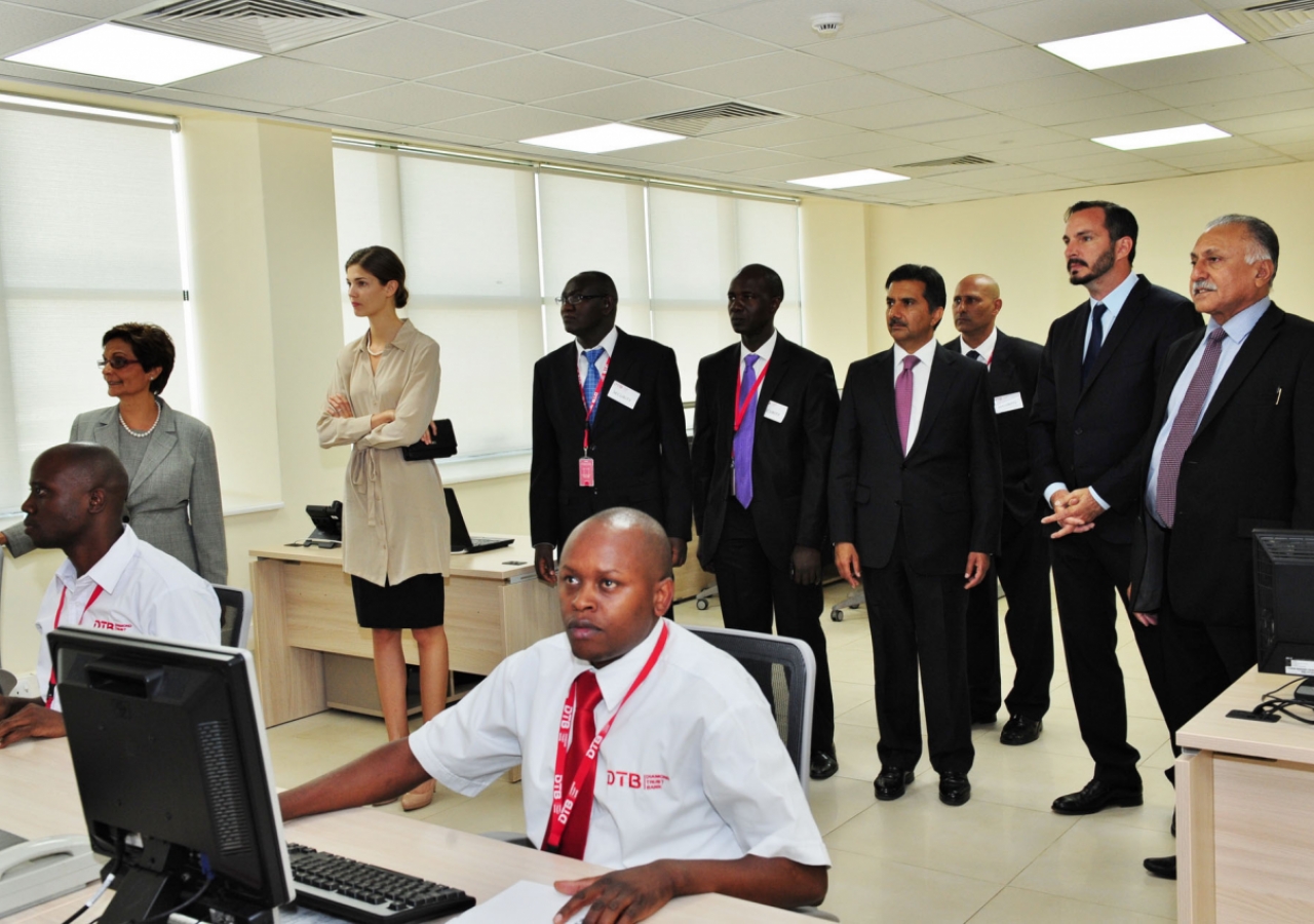 Prince Rahim and Princess Salwa tour the new facilities at the DTB Centre, Nairobi.