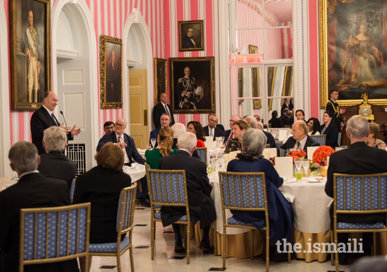 Mawlana Hazar Imam speaking at Rideau Hall where he was hosted by her Excellency the Right Honourable Julie Payette, Governor General of Canada, on the occasion of his Diamond Jubilee. 