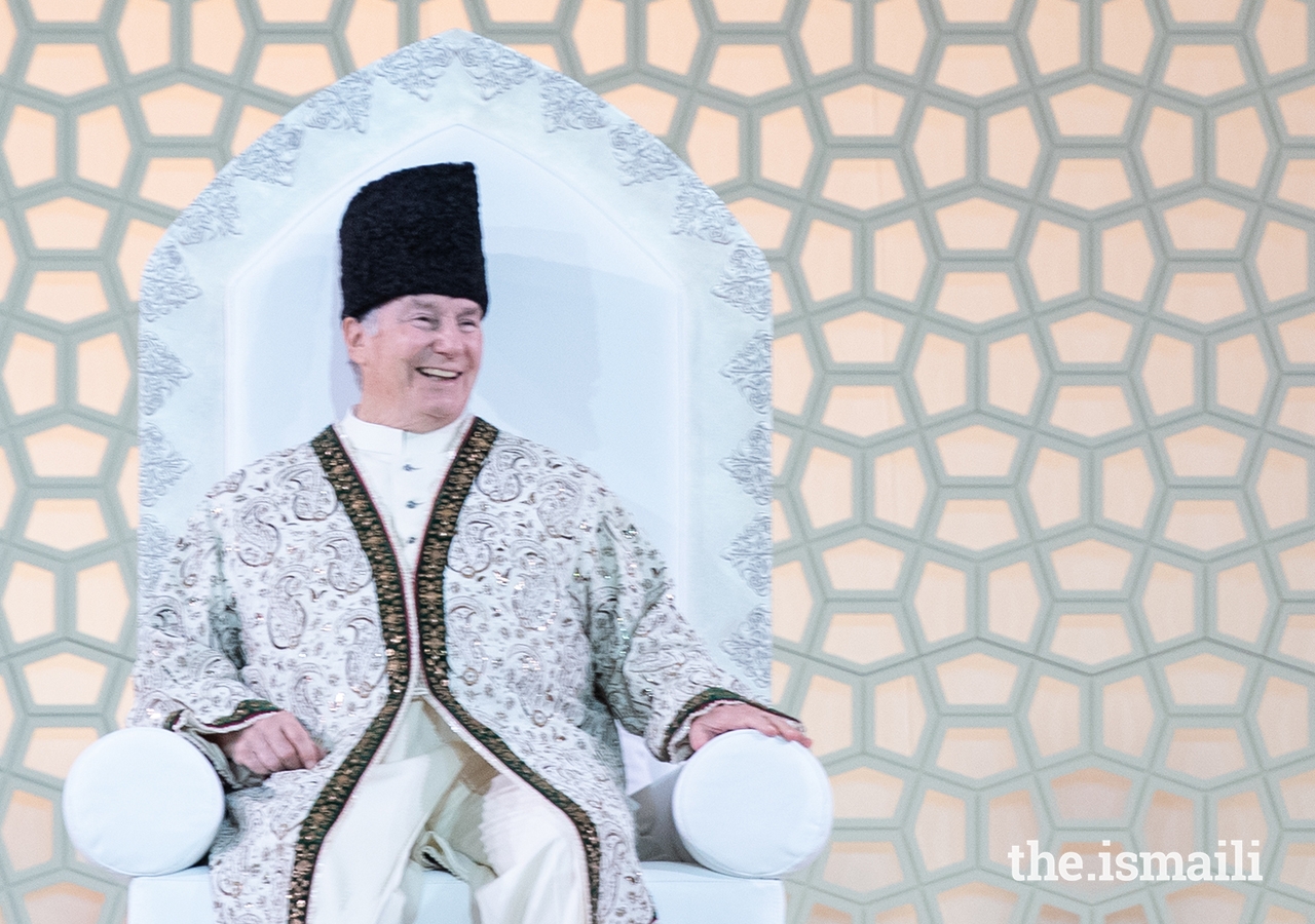 Mawlana Hazar Imam at the Diamond Jubilee Darbar in London.